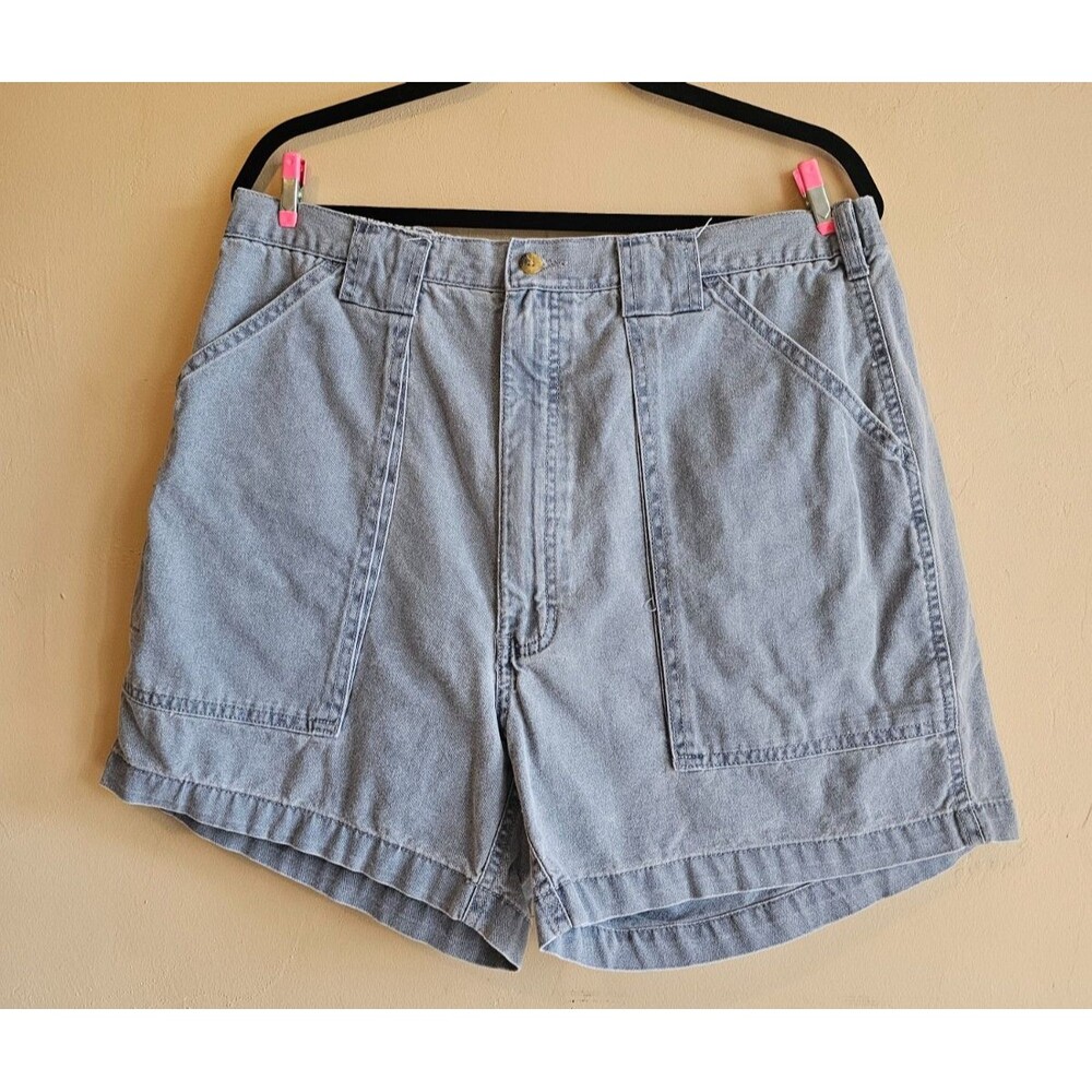 HOOK & TACKLE Beer Can Shorts Mens 38 Blue 100% Cotton Canvas Elastic Fishing